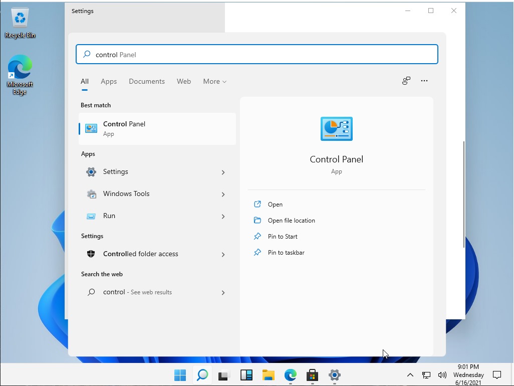 如果要進入控制台,最快的方式還是用搜尋的。