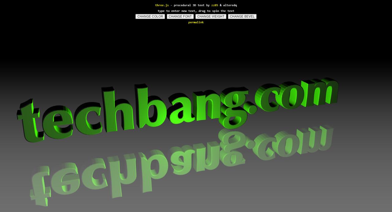 three.js 用 WebGL 實現 3D 文字的應用,你也可以自己試試。