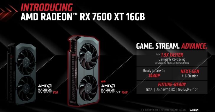 CES 2024：AMD發表Radeon RX 7600 XT顯示卡，16GB顯示記憶體規格更強大