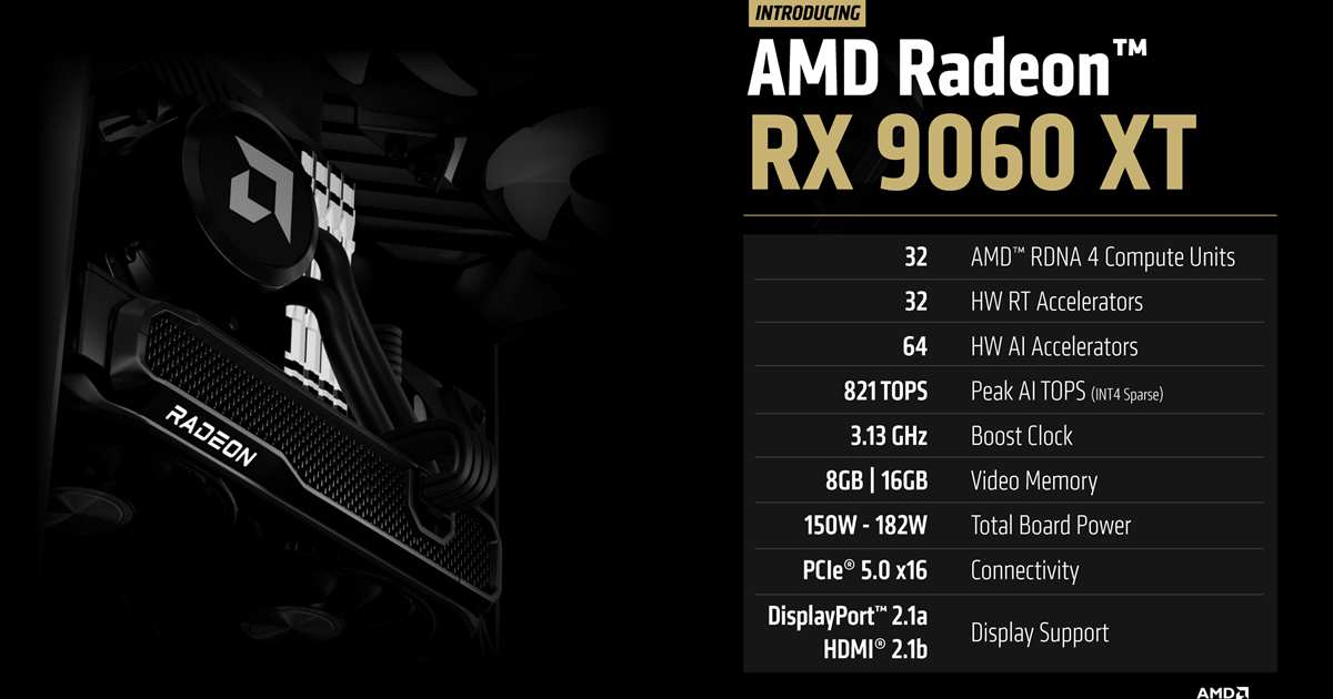 AMD RX 9060 XT 正式亮相:挑戰 RTX 5060,推出 8GB 與 16GB 版本