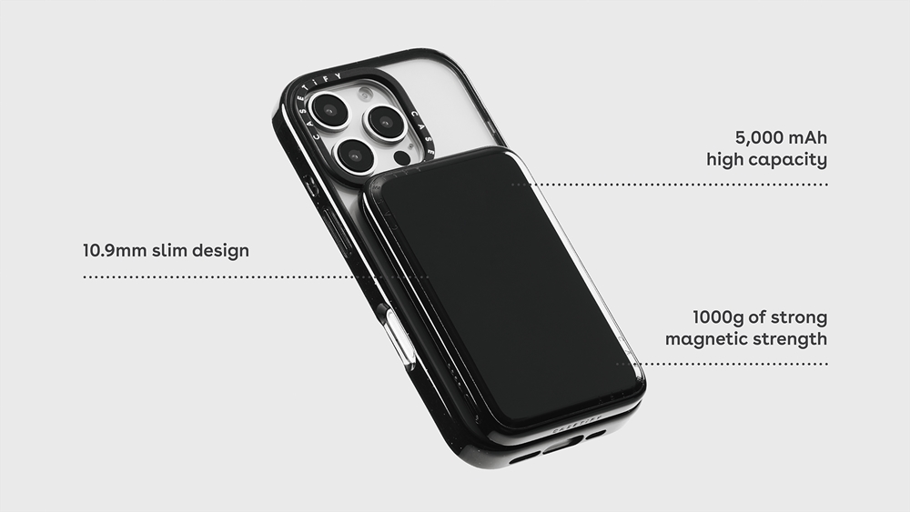 CASETiFY 推出 PowerThru 超薄 MagSafe 行動電源,5000mAh 容量、支援同時充電