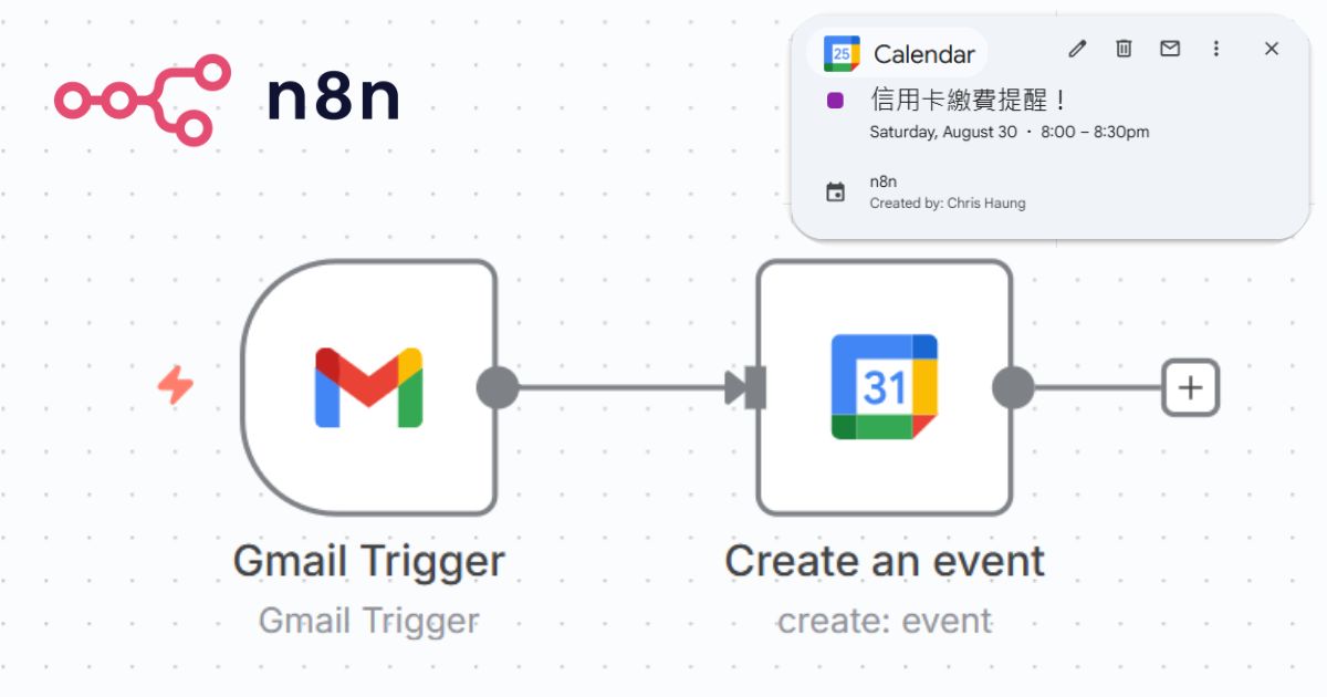 如何用 n8n 建立信用卡自動繳費提醒行事曆？
