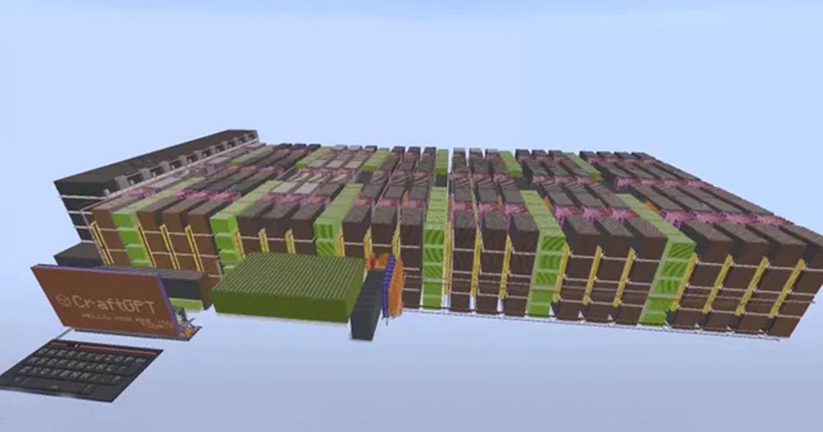 玩家在《Minecraft》打造能對話的「CraftGPT」AI,狂堆4.39億方塊組出語言模型!
