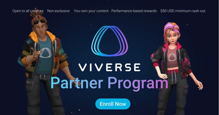 HTC VIVERSE 推出合作夥伴計畫，以有效觀看與互動時間建立創作者收益機制