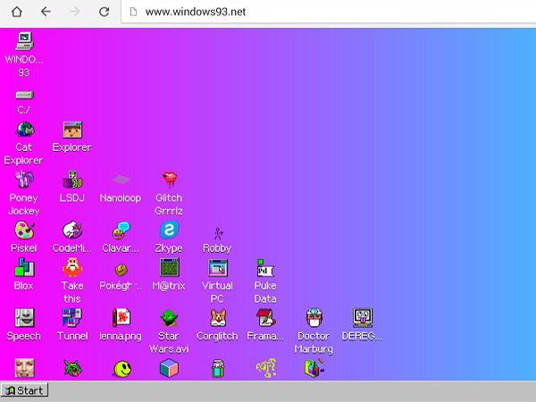 有開始工作列、檔案總管，用手機瀏覽器就能玩「Windows 93 」