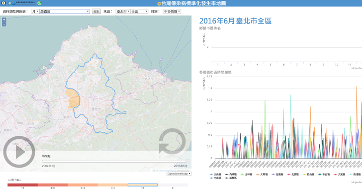 來看「台灣傳染病標準化發生率地圖」，用大數據看你住的地區各類傳染病分布及發生率