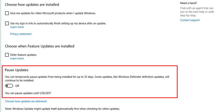 Windows 10下一版更新，將會推出讓你「暫停」更新的更新