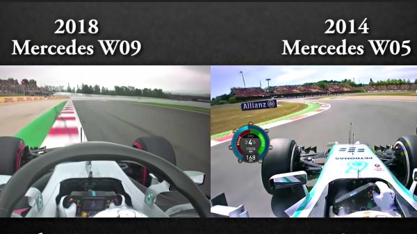 【影片】2014 vs 2018 的 F1 賽車速度能夠差多少？畫面會說話！