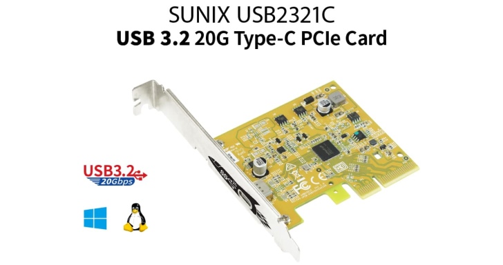 Sunix推出USB 3.2 Gen 2x2擴充卡，解放20Gbps超高頻寬