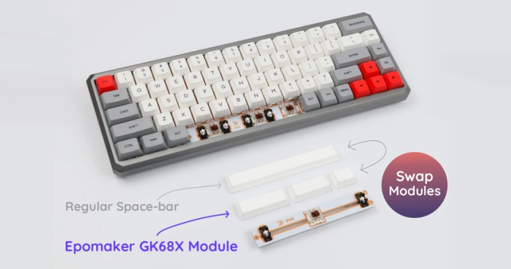 Epomaker GK68X無線機械鍵盤搭載可變式空白鍵，還有3組Fn鍵讓你按到爽