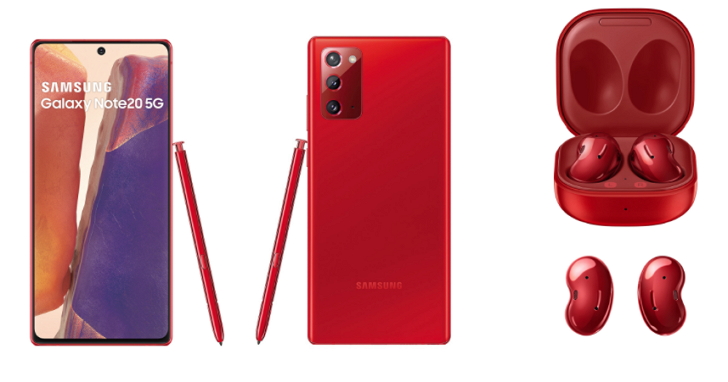 Samsung  Galaxy Note20 5G、Buds Live 紅色於 10 月開賣