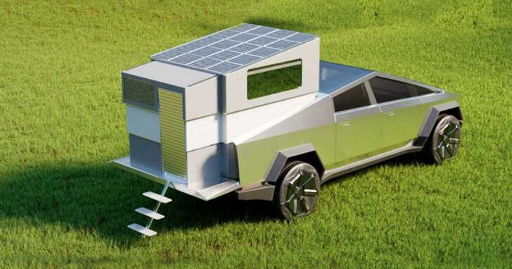 把 Tesla Cybertruck 改裝成露營車很簡單，把這間房子裝進後車廂就行了！