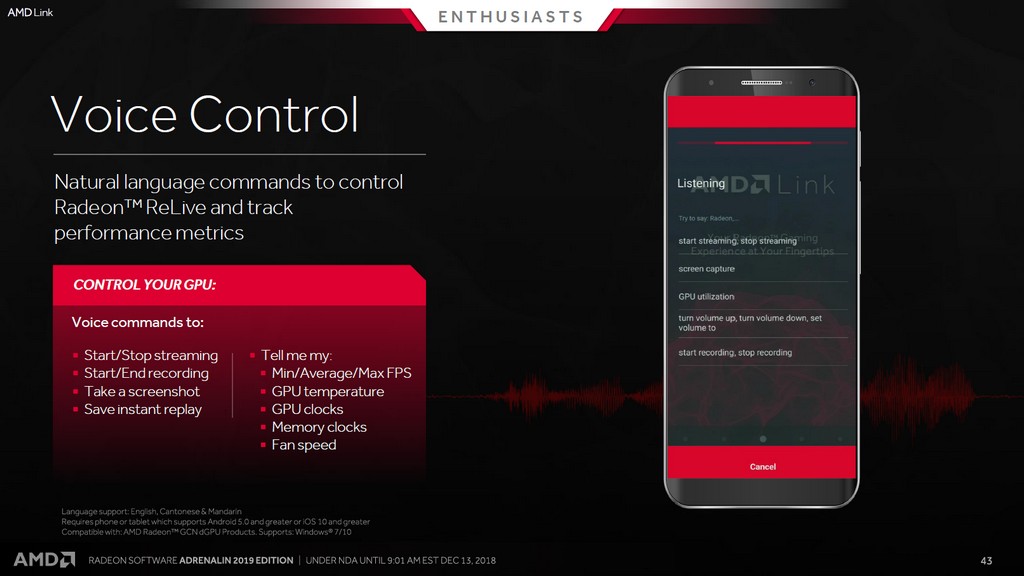 AMD Link 支援語音控制，初始支援英文、廣東話、中文
