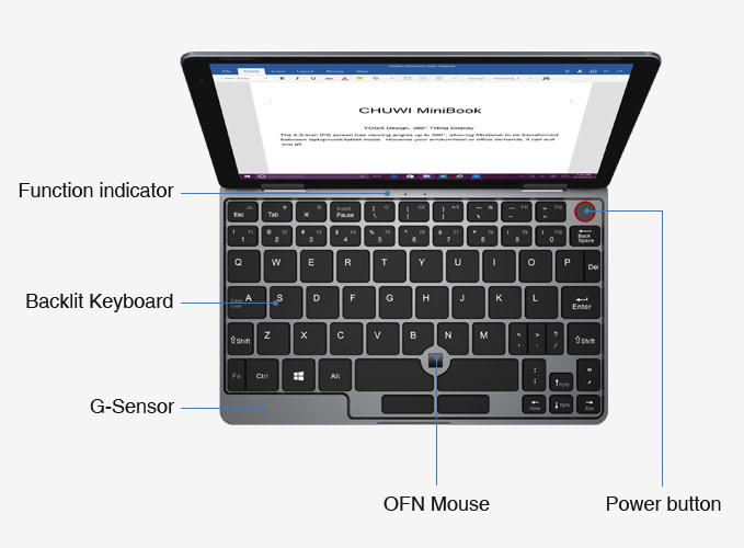 Chuwi MiniBook迷你翻轉筆電搭Core m3處理器，8吋機身僅重662克| T客邦