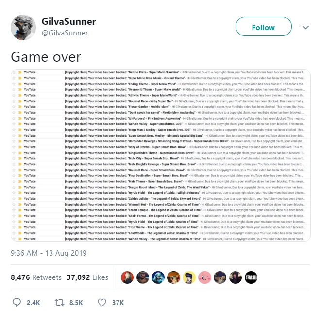 他直接在圖片的說明中寫了「Game Over」