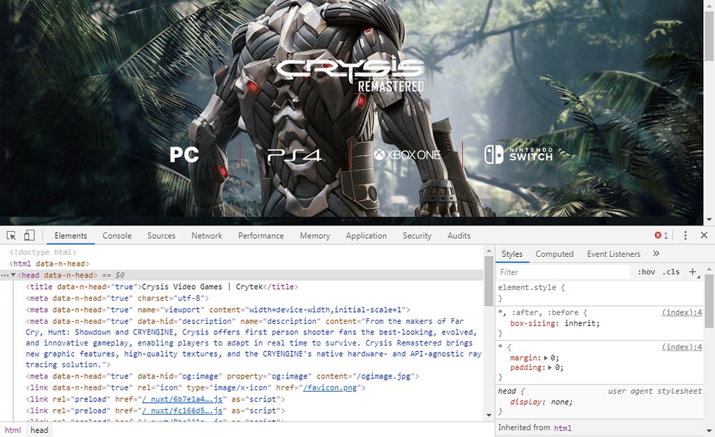 crysis.com 網站的 metadate 敘述透露更多 Crysis Remastered 資訊，包含新繪圖功能、高解析度材質，以及導入硬體光線追蹤技巧。