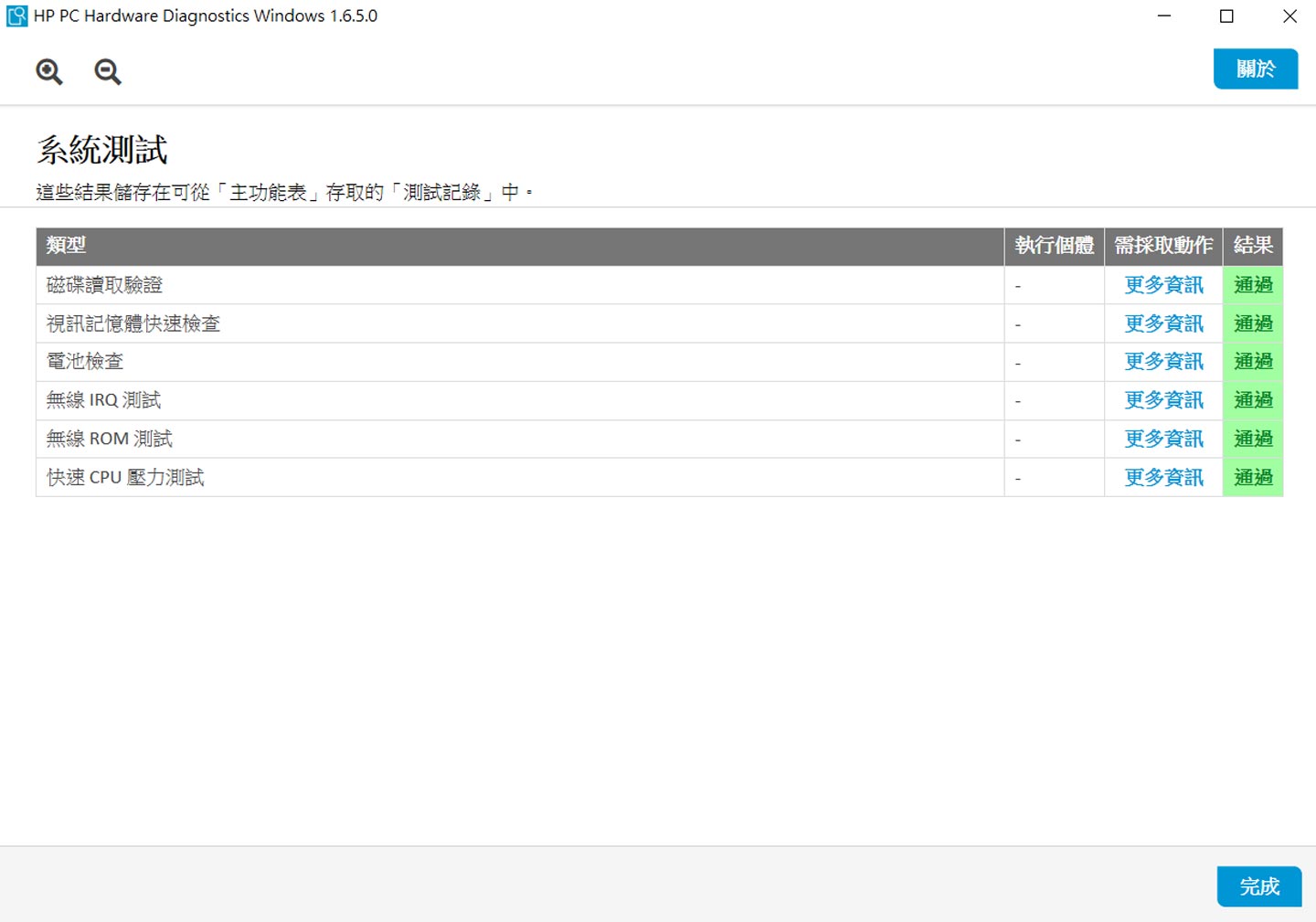 工具內也提供快速檢查硬體功能的「系統測試」,一鍵即可完成重要檢查。