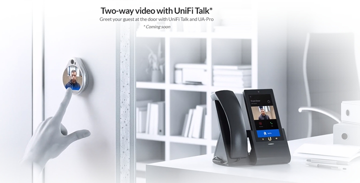 在UA Pro即將推出的門鈴功能，可以搭配UniFi Talk話機，來放行欲進入的快遞人員。