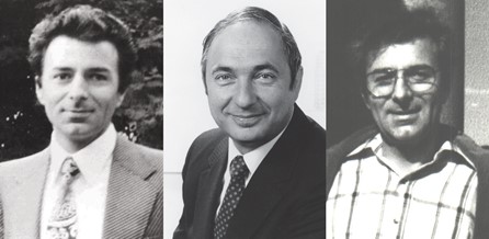 由左而右分別是英特爾工程師 Federico Faggin、Stan Mazor 和 Marcian E. (Ted) Hoﬀ。
