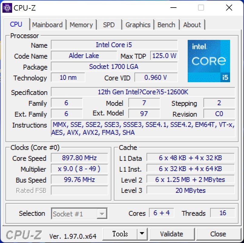 測試的主角仍然是Intel Core i5-12600K處理器。