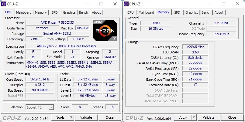 這次測試的主角是載96MB L3快取記憶體的AMD Ryzen 7 5800X3D，系統主記憶體則使用雙通道Team Xtreem ARGB DDR4-4000 8GB x 2。