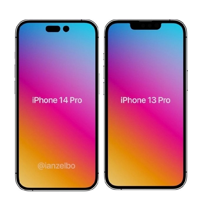 iPhone 14 Pro對比13 Pro效果圖，螢幕尺寸視覺上比13 Pro更寬