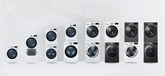 LG滾式洗衣機與免曬衣乾衣機可隨心配堆疊不同的公斤數或機身顏色