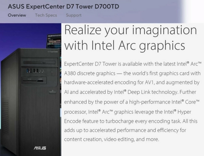 靠著華碩、微星撐腰，Intel Arc顯卡終於打入了品牌電腦