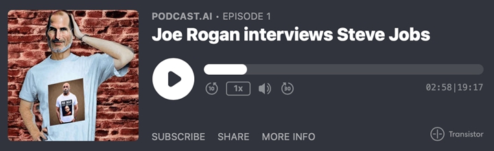 由AI所產生的喬·羅根採訪賈伯斯Podcast
