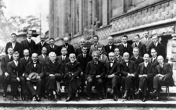 A group photo of the participants of the 5th Solvay Conference, Bohr is on the far right in the middle row