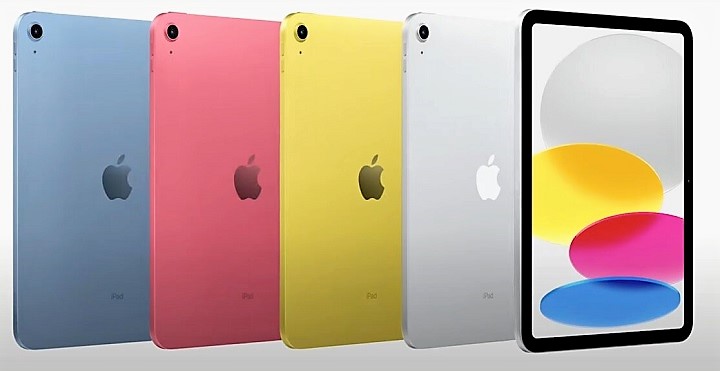 iPad 10 有推出黃色、粉紅色、藍色、銀色，一共四種顏色可以選擇。（圖片來源：Apple 官網）