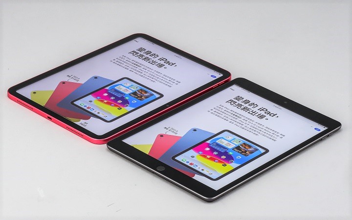 iPad 10 體積與前一代相當，但全螢幕計下，螢幕尺寸由 10.2 吋升級至 10.9 吋。