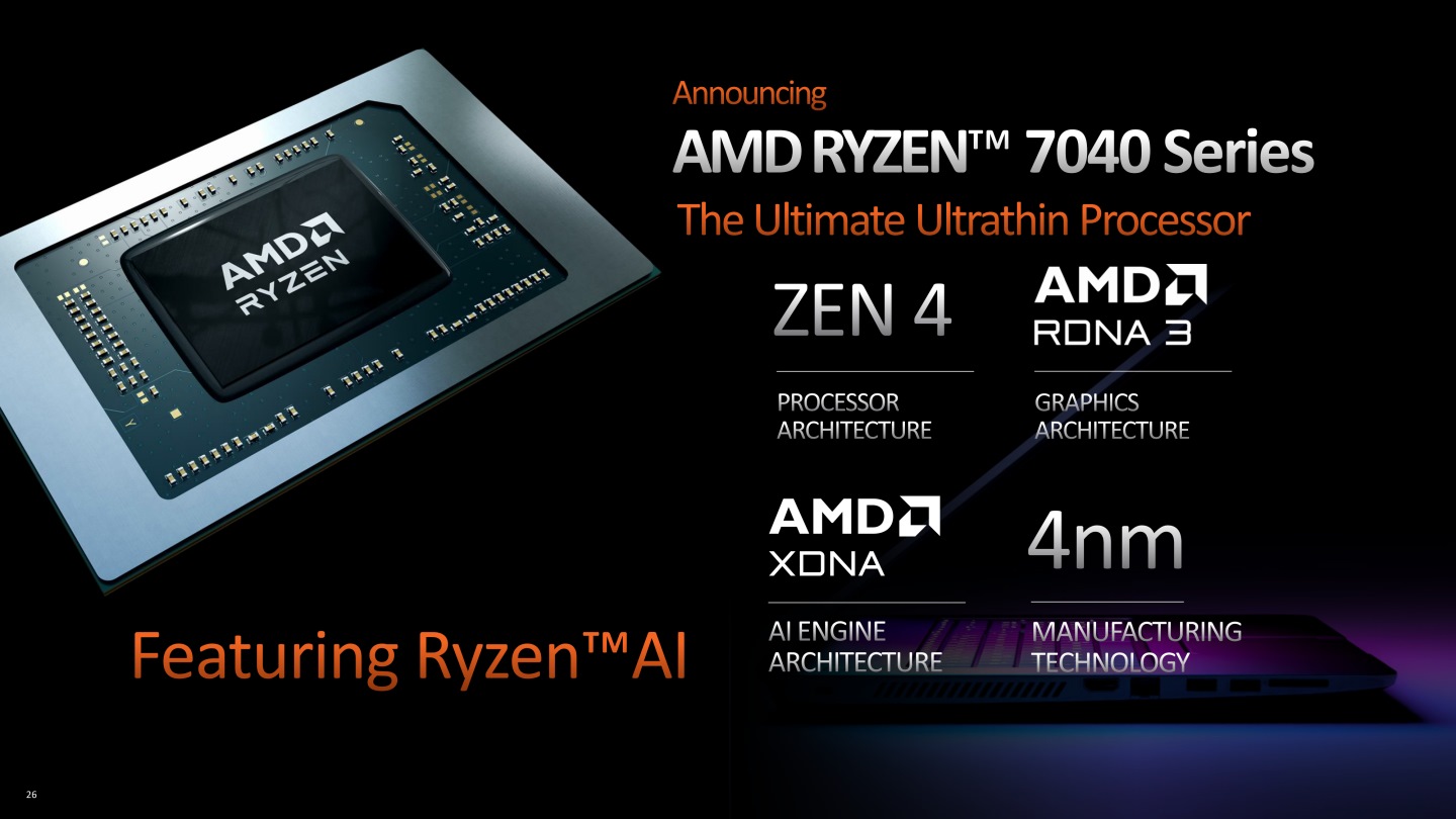 Ryzen 7040系列處理器將率先支援Ryzen AI