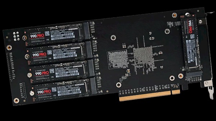 PCIe 4.0擴充卡問世！將主機板插好插滿21張M.2 SSD，最多達168TB大容量