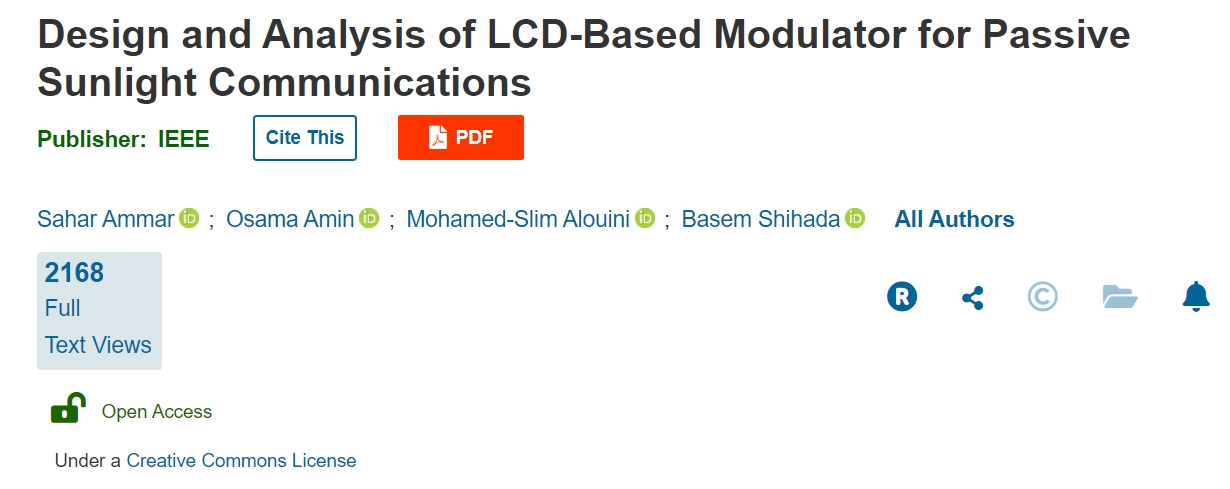 論文連結：Design and Analysis of LCD-Based Modulator for Passive Sunlight Communications