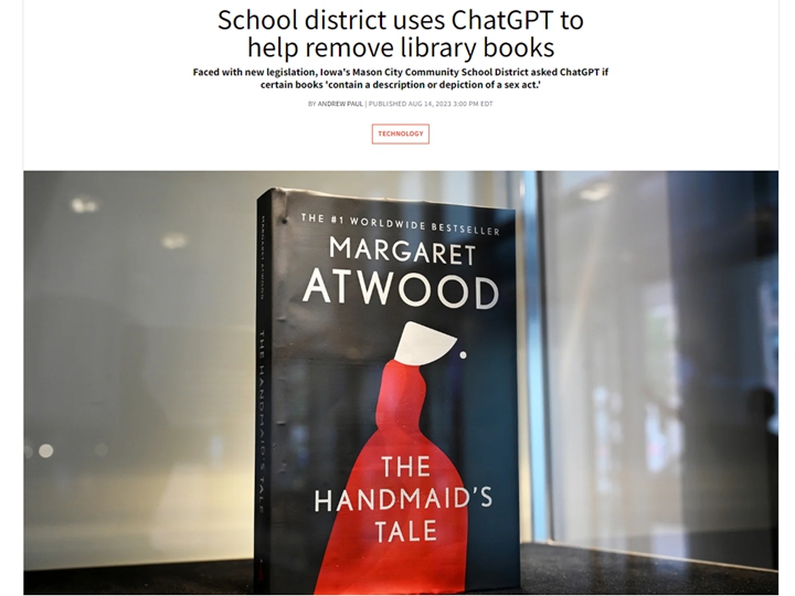 School district uses ChatGPT to help remove library books