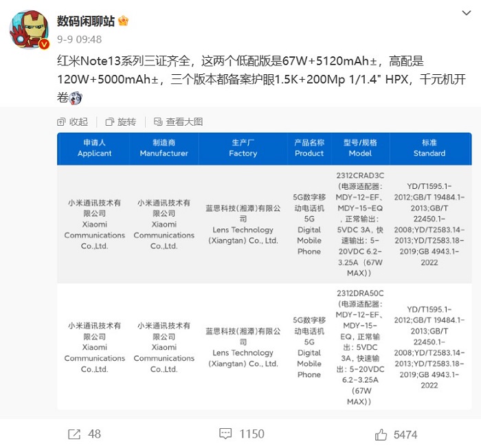 Redmi Note 13 規格爆料：三星 HP3 兩億像素主鏡 +  聯發科天璣 7200-Ultra