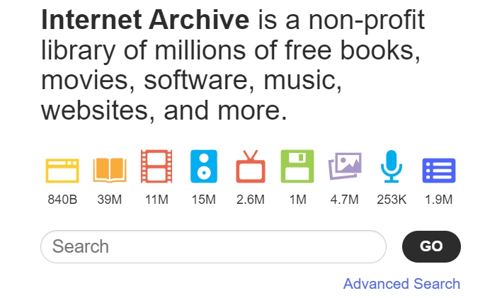  「網際網路檔案館」是一個非營利性圖書館，擁有數百萬冊免費書籍、電影、軟體、音樂、網站。
