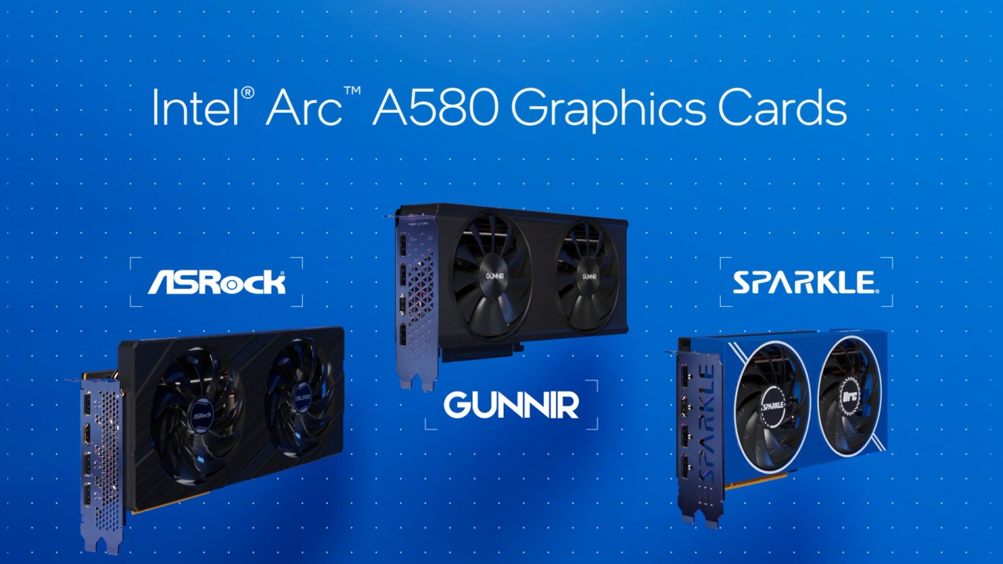 ASRock、Gunnir、Sparkle廠商都會推出Arc A580自製卡。