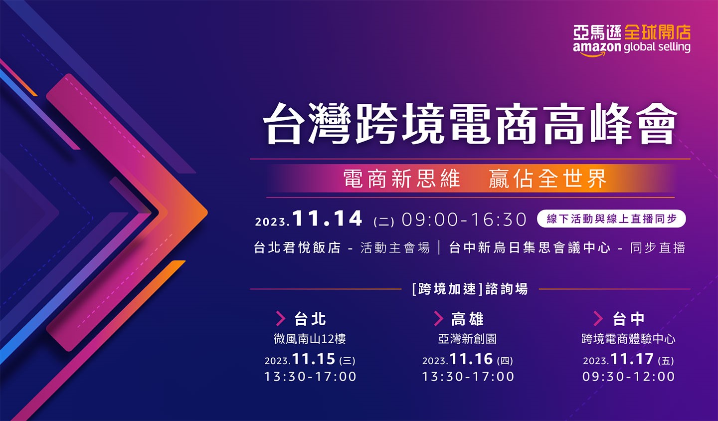 有志進軍跨境電商的創家們，於 11/14 起舉辦的「2023 台灣跨境電商高峰會」將為你帶來更明確的指引！