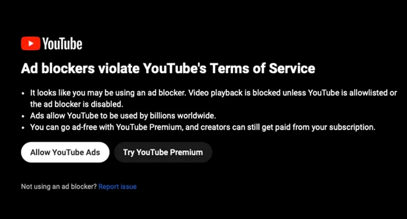 YouTube開始擴大封殺廣告遮蔽器，全面加大打擊力度