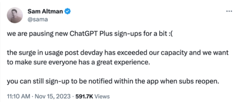 GPTs太好用、使用量激增超出承受能力，OpenAI突然宣佈暫停新ChatGPT Plus訂閱註冊