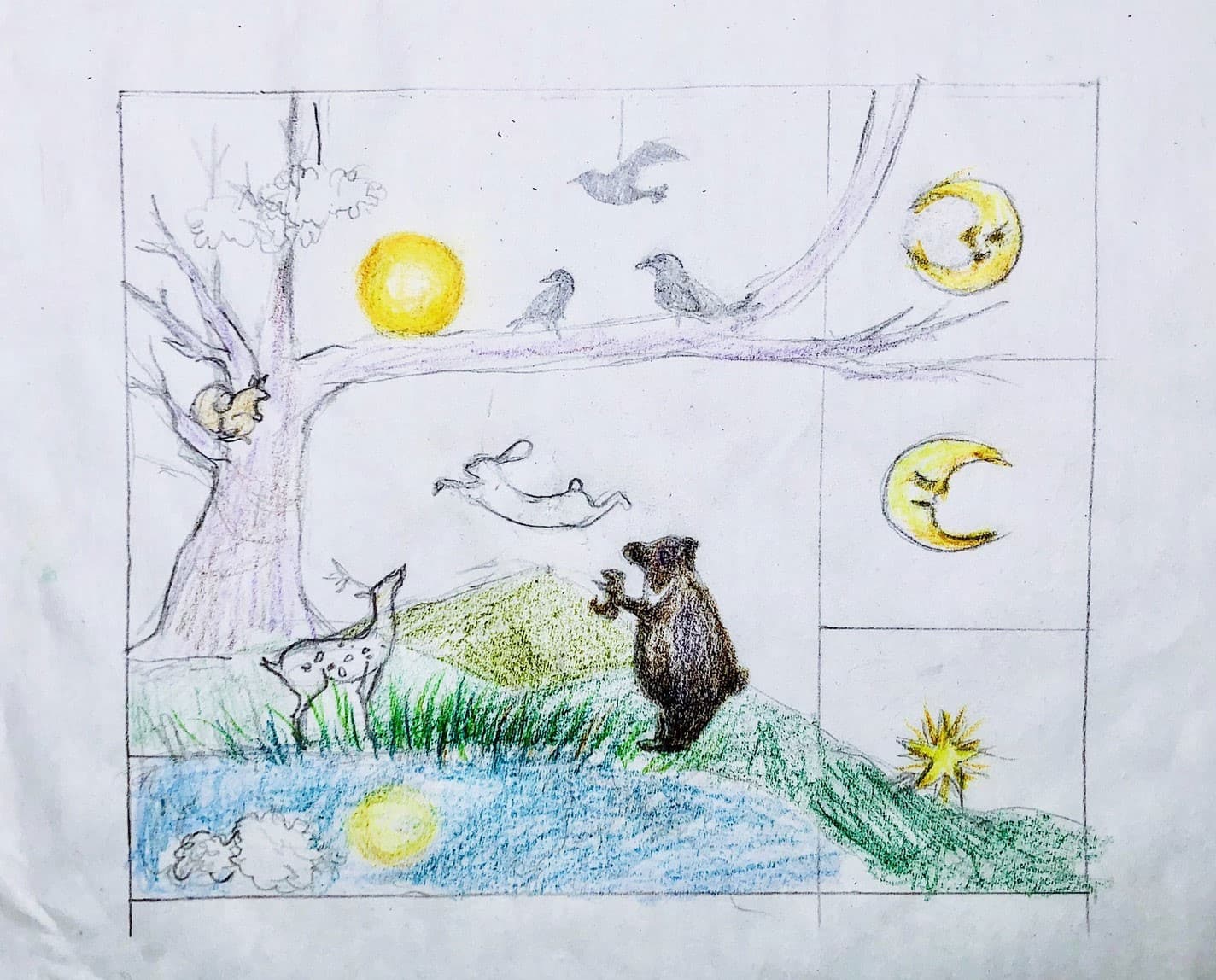 Feya 手繪的設計草圖，已經可以看到作品「星月童話」中一些重要的設計元素，但為了符合 MSI Project Zero 機殼實際的空間佈局，她費了一番工夫將場景重新調整。