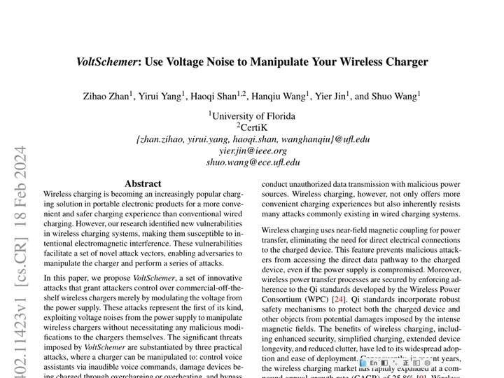 Use Voltage Noise to Manipulate Your Wireless Charger