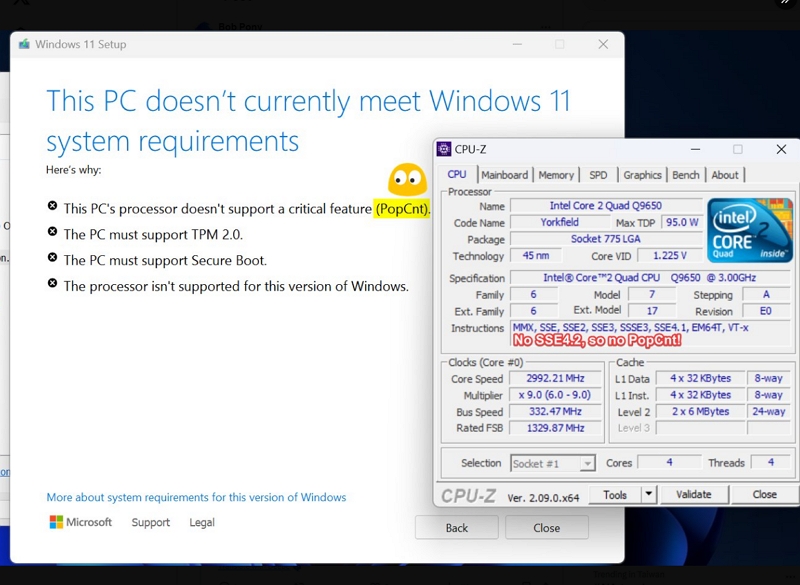 Windows 11 24H2 開始CPU需要支援 POPCNT 指令才能升級，老電腦又多一道新門檻