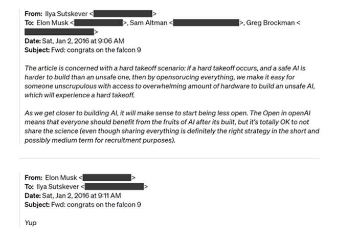 OpenAI所有高層聯名發文，自曝8年間多封與馬斯克郵件截圖鐵證：營利和不開源都是你過去同意的
