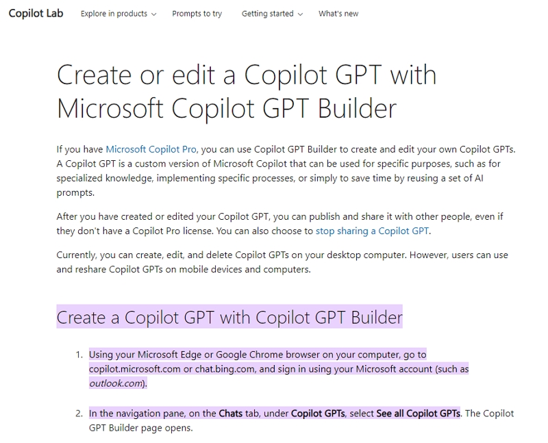 微軟為Copilot Pro用戶推出Copilot GPT Builder，生成的GPT免費版也能用