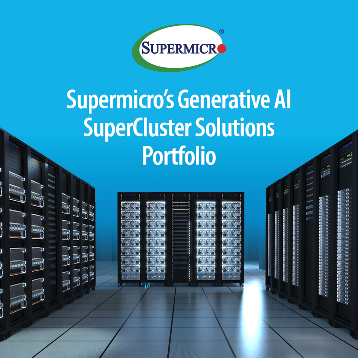 Supermicro 三款強大的 SuperCluster 解決方案現已上市，並可被用於生成式 AI 工作運行。