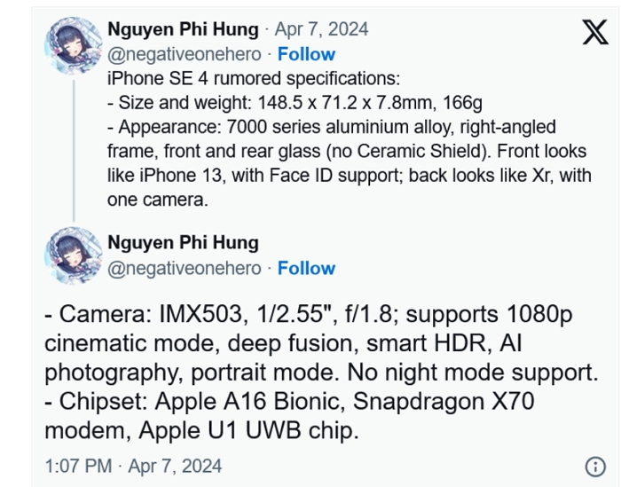 iPhone SE 4爆料資訊：OLED、6GB 記憶體、AI攝影模式規格曝光