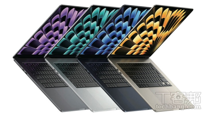 M3 版的 MacBook Air 15 有四種顏色可選擇，除了銀色和太空灰色之外，也有午夜色和星光色，當，這次午夜色強調採用突破性陽極處理密封技術，強調可減少指紋沾染的問題。